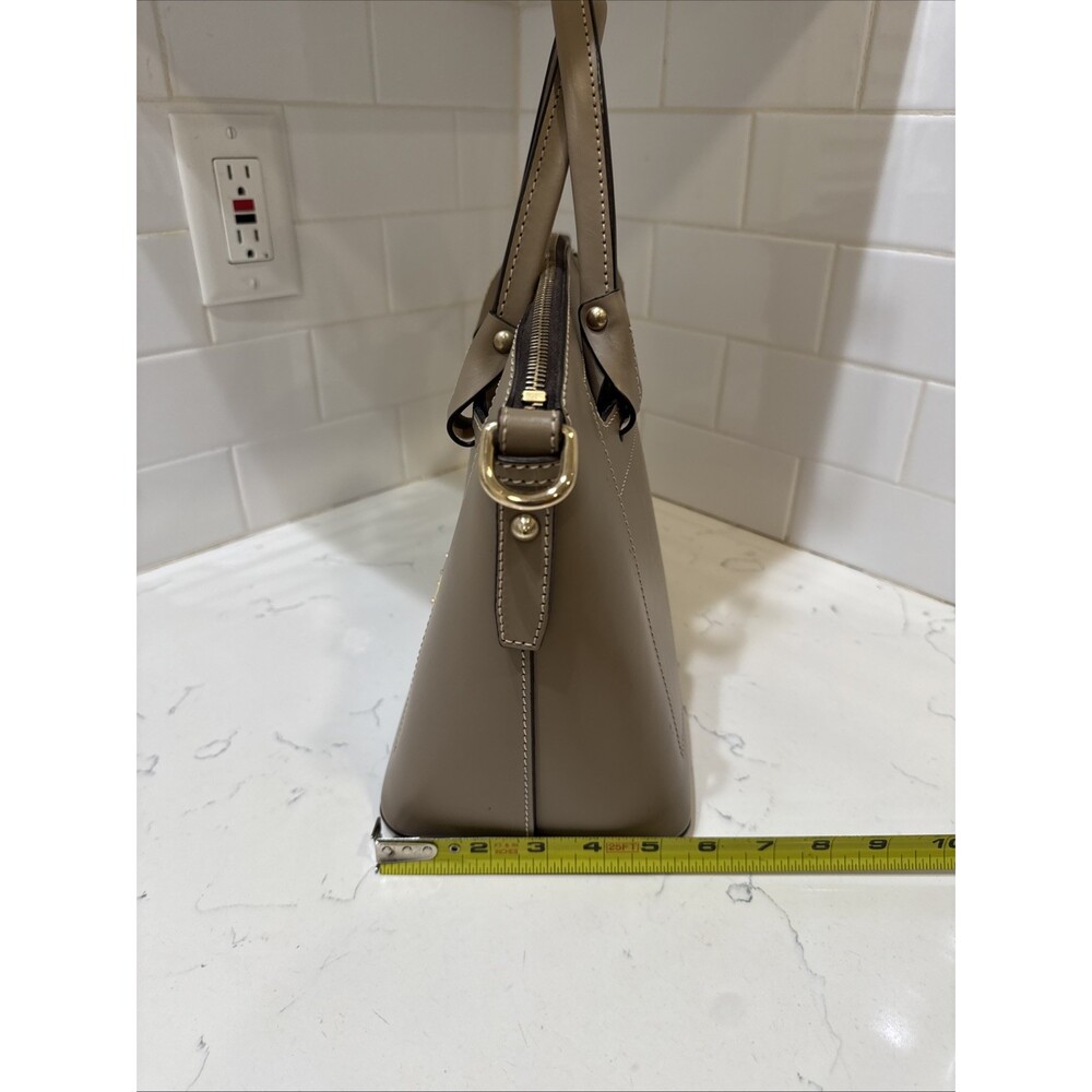 As Is Dooney and Bourke Beacon Light Taupe Leather Satchel Bag - Picture 14 of 17